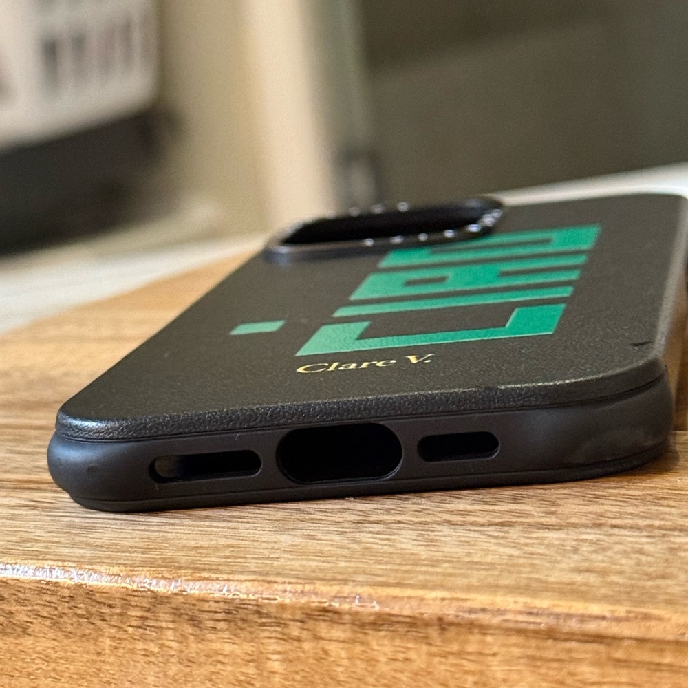Clare V X Casetify leather phone case black with green CIAO iPhone 16 pro MAX - Picture 8 of 10